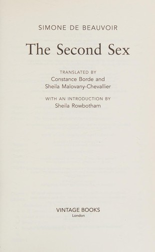Second Sex Simone de Beauvoir Book Cover