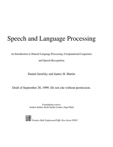 Speech and Language Processing Dan Jurafsky Book Cover