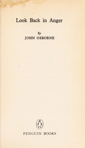 Look Back in Anger Osborne, John Book Cover