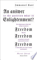 An Answer to the Question: 'What is Enlightenment?' Immanuel Kant Book Cover