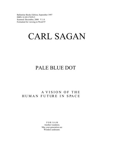 PLAE BLUE POT Carl Sagan Book Cover
