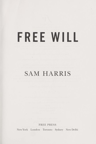 Free Will Sam Harris Book Cover
