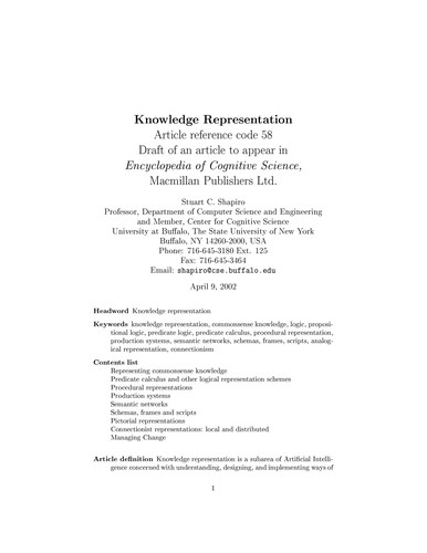 Knowledge Representation and Reasoning Ronald J. Brachman Book Cover