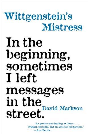 Wittgenstein's Mistress David Markson Book Cover