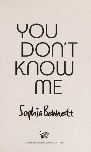 You Don't Know Me Sophia Bennett Book Cover