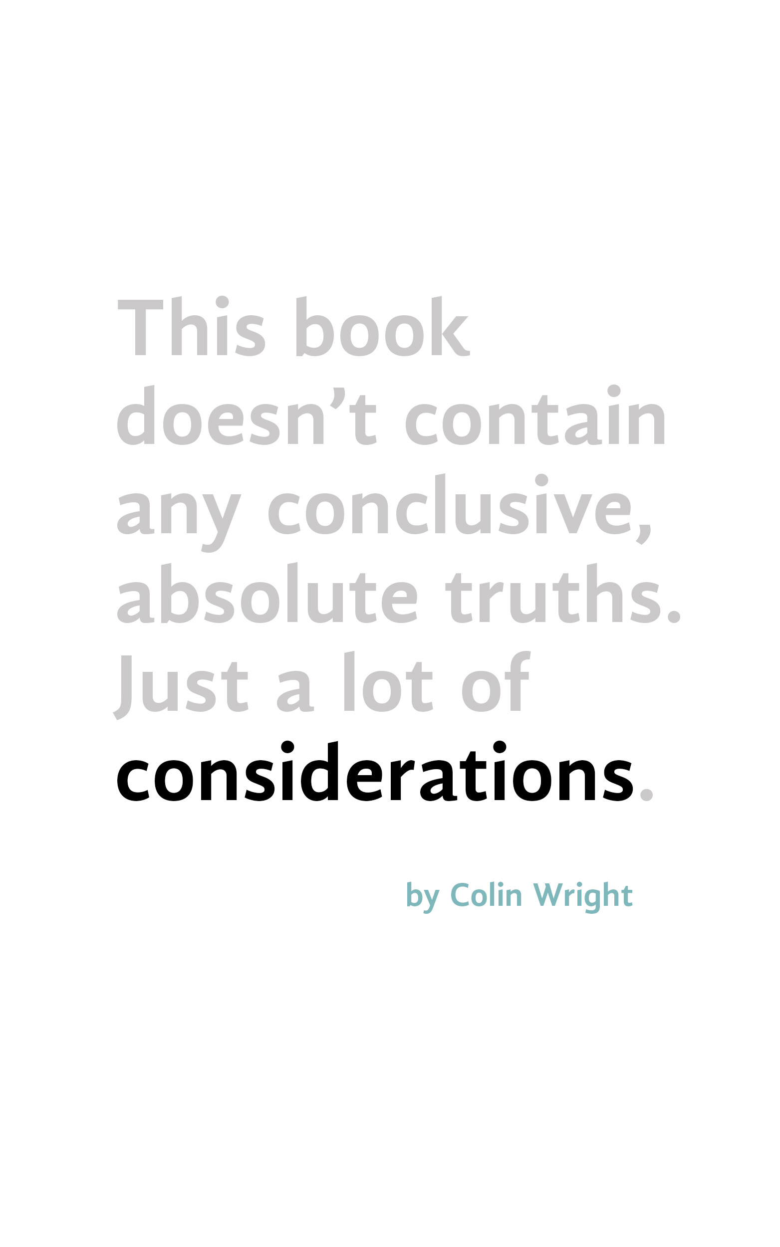 Considerations Colin Wright Book Cover